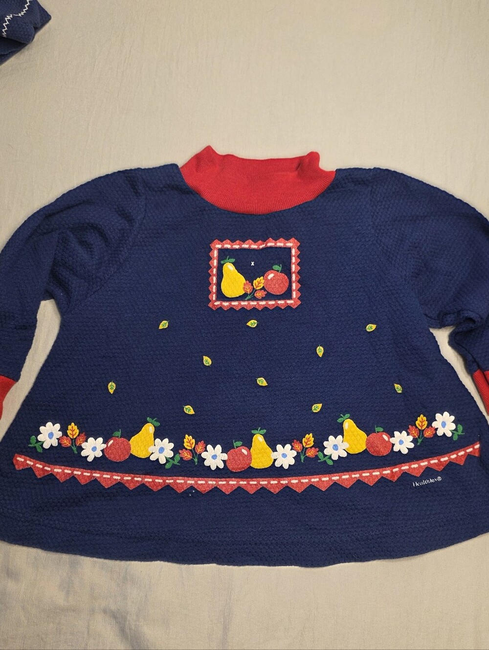 1990s Vintage Kids Healthtex Navy Fruit Shirt